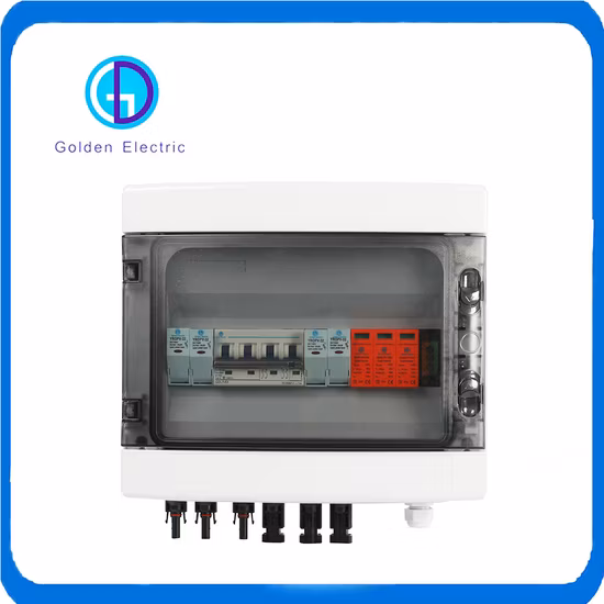 PV4/1 Комбинатор солнечной фотоэлектрической батареи 4 в 1 из 4 строк 15A 1000 В пост. тока Солнечная распределительная коробка для солнечной системы IP65 Водонепроницаемая распределительная коробка с SPD и предохранителем